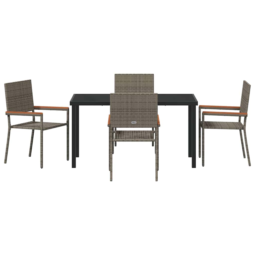 Have Spisebordssæt med pude 5 pcs Grå polyrattan