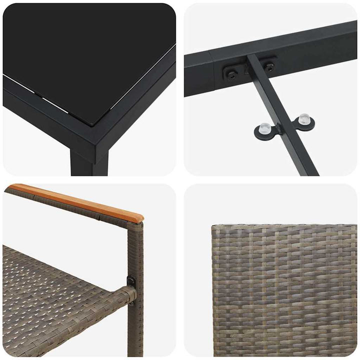 Have Spisebordssæt med pude 7 pcs Grå polyrattan