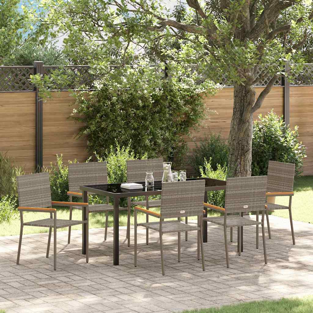 Have Spisebordssæt med pude 7 pcs Grå polyrattan