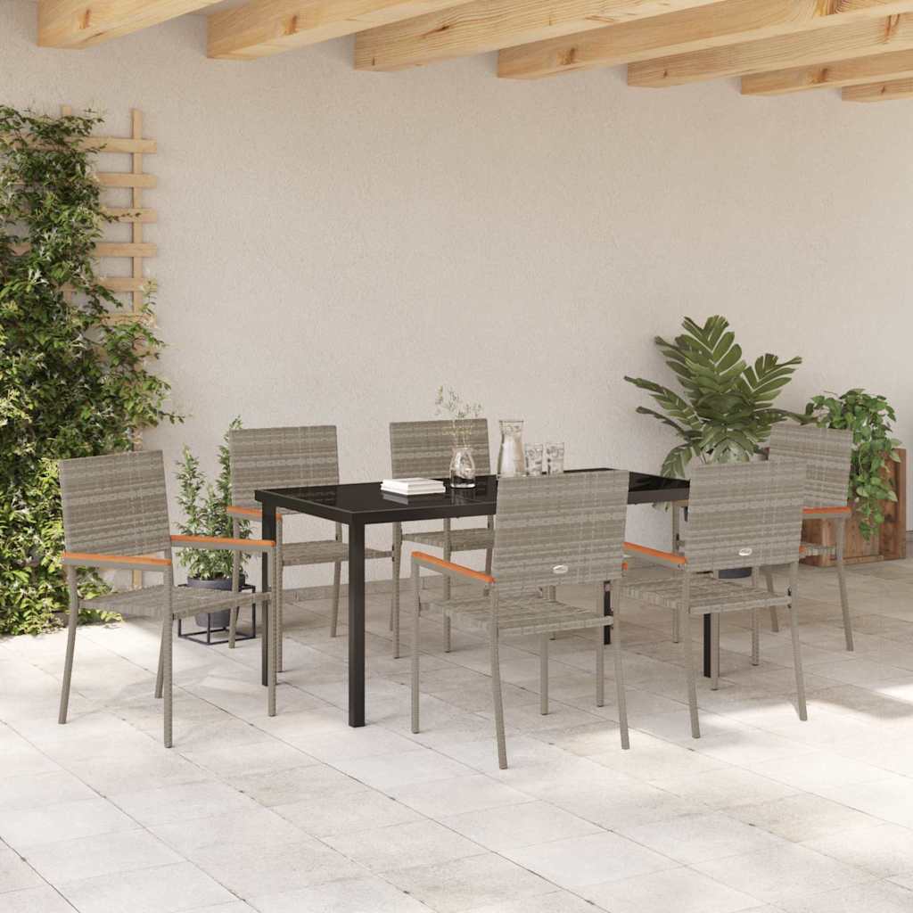 Have Spisebordssæt med pude 7 pcs Grå polyrattan