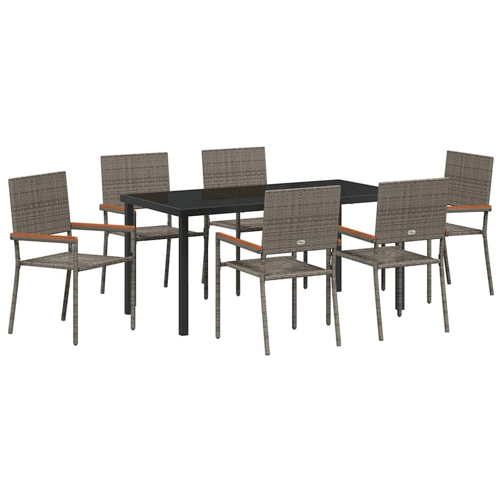 Have Spisebordssæt med pude 7 pcs Grå polyrattan