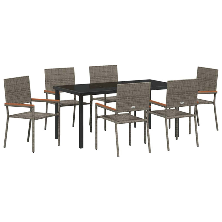 Have Spisebordssæt med pude 7 pcs Grå polyrattan