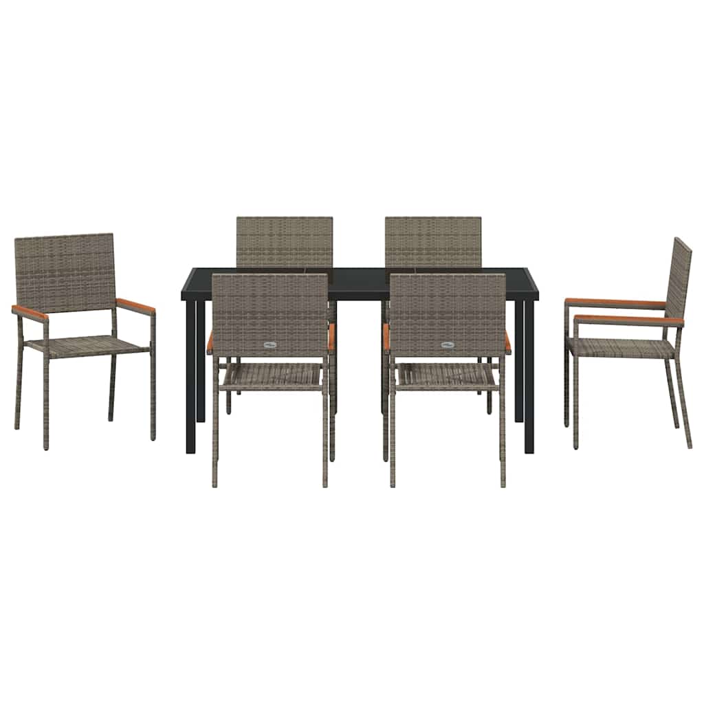 Have Spisebordssæt med pude 7 pcs Grå polyrattan