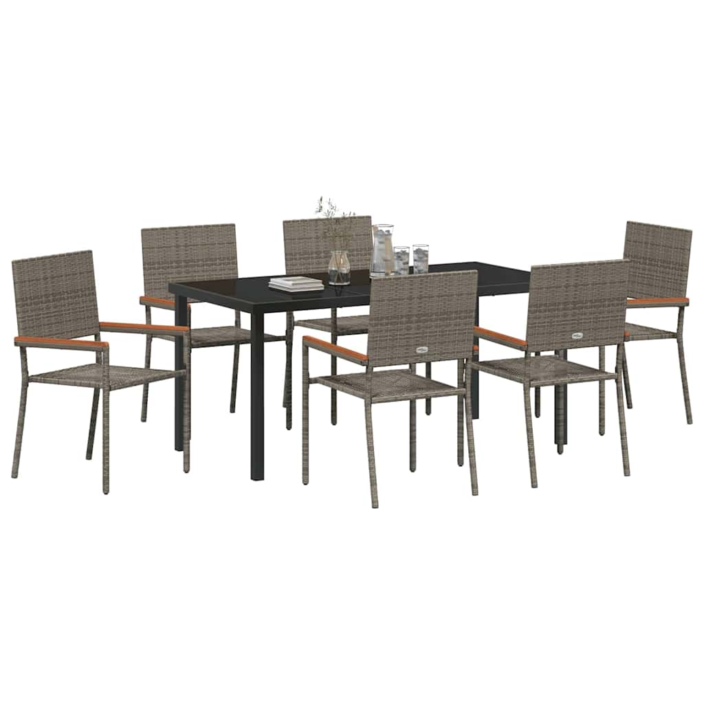 Have Spisebordssæt med pude 7 pcs Grå polyrattan