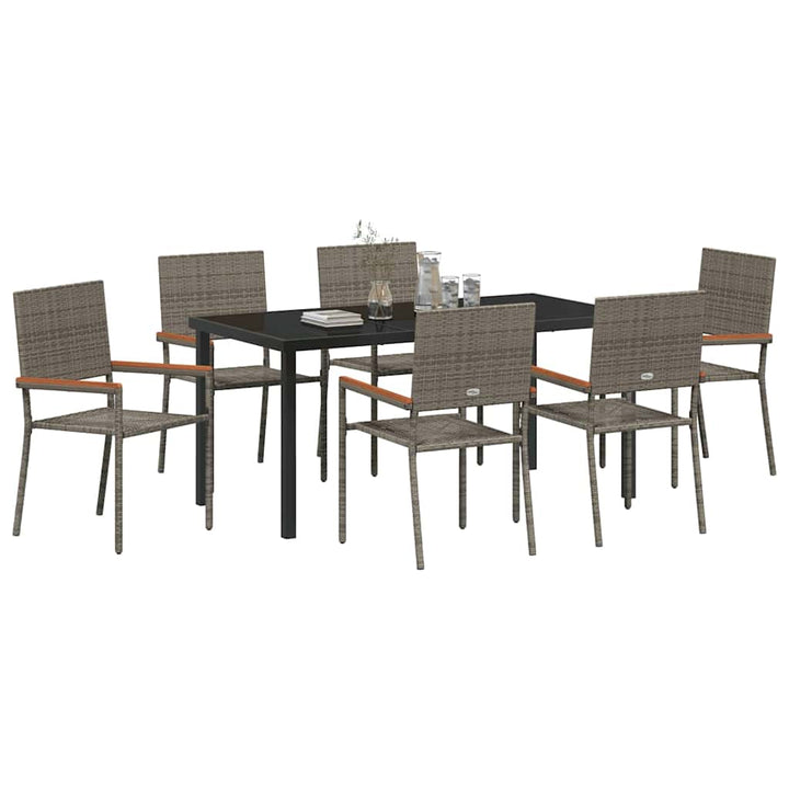 Have Spisebordssæt med pude 7 pcs Grå polyrattan