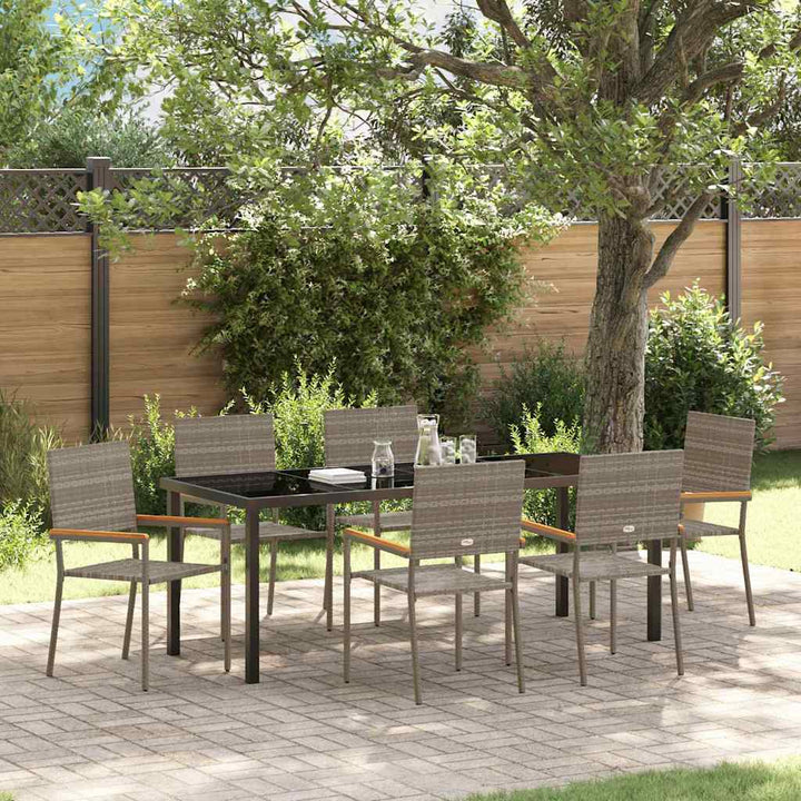 Have Spisebordssæt med pude 7 pcs Grå polyrattan
