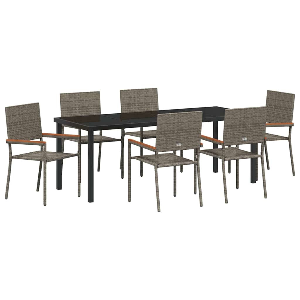 Have Spisebordssæt med pude 7 pcs Grå polyrattan