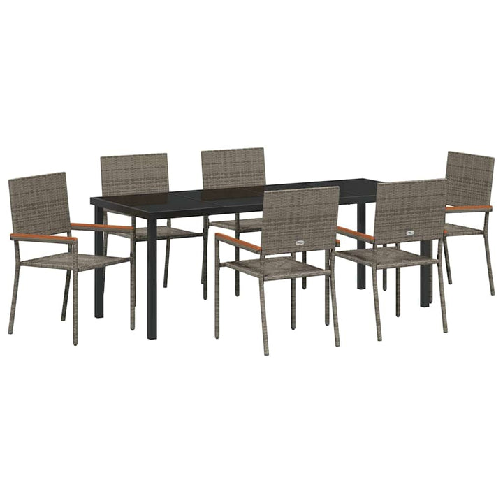 Have Spisebordssæt med pude 7 pcs Grå polyrattan