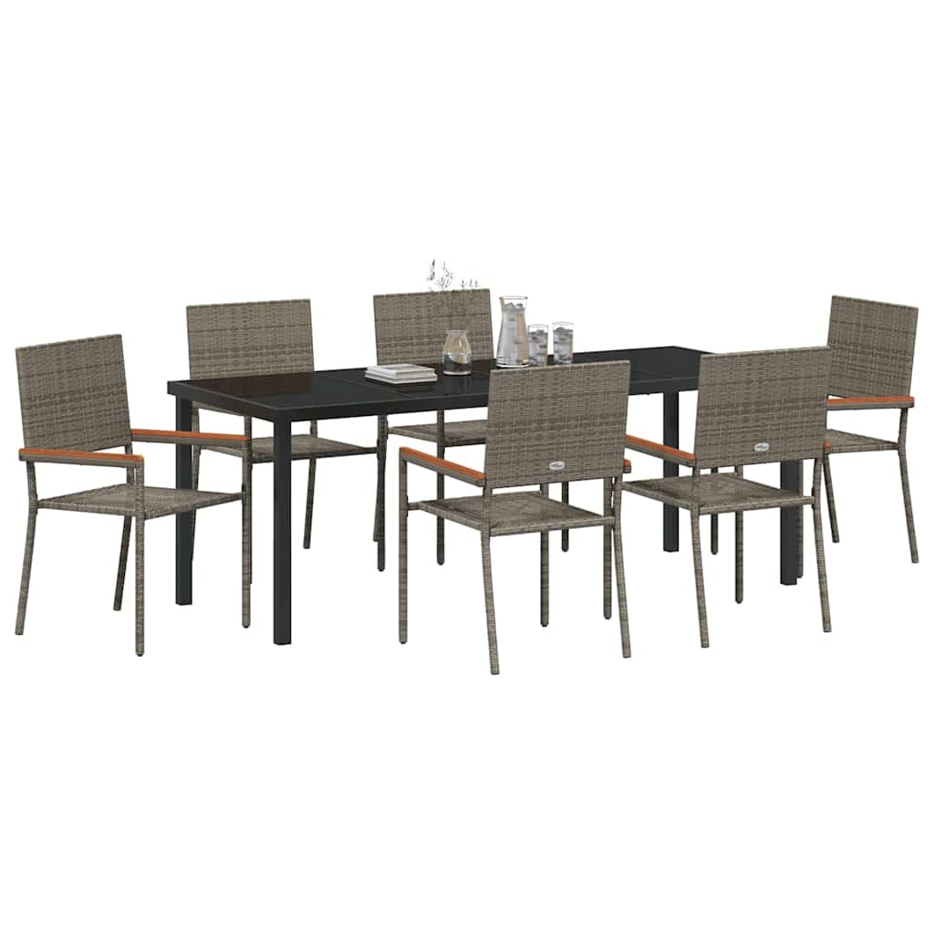 Have Spisebordssæt med pude 7 pcs Grå polyrattan