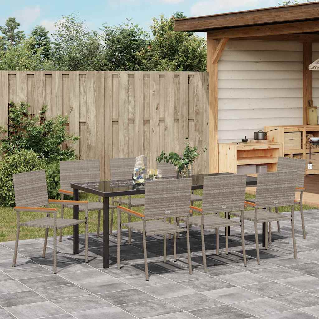 Have Spisebordssæt med pude 9 pcs Grå polyrattan