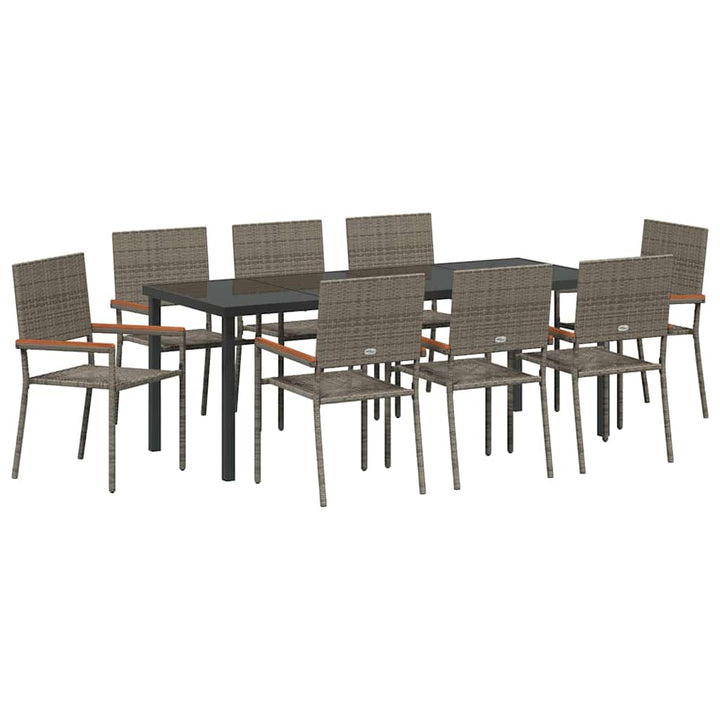 Have Spisebordssæt med pude 9 pcs Grå polyrattan