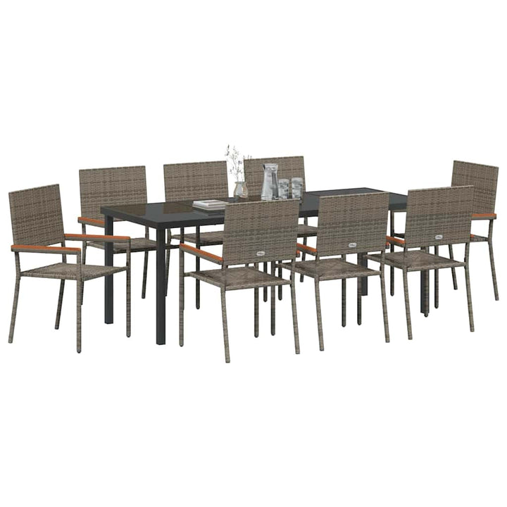 Have Spisebordssæt med pude 9 pcs Grå polyrattan