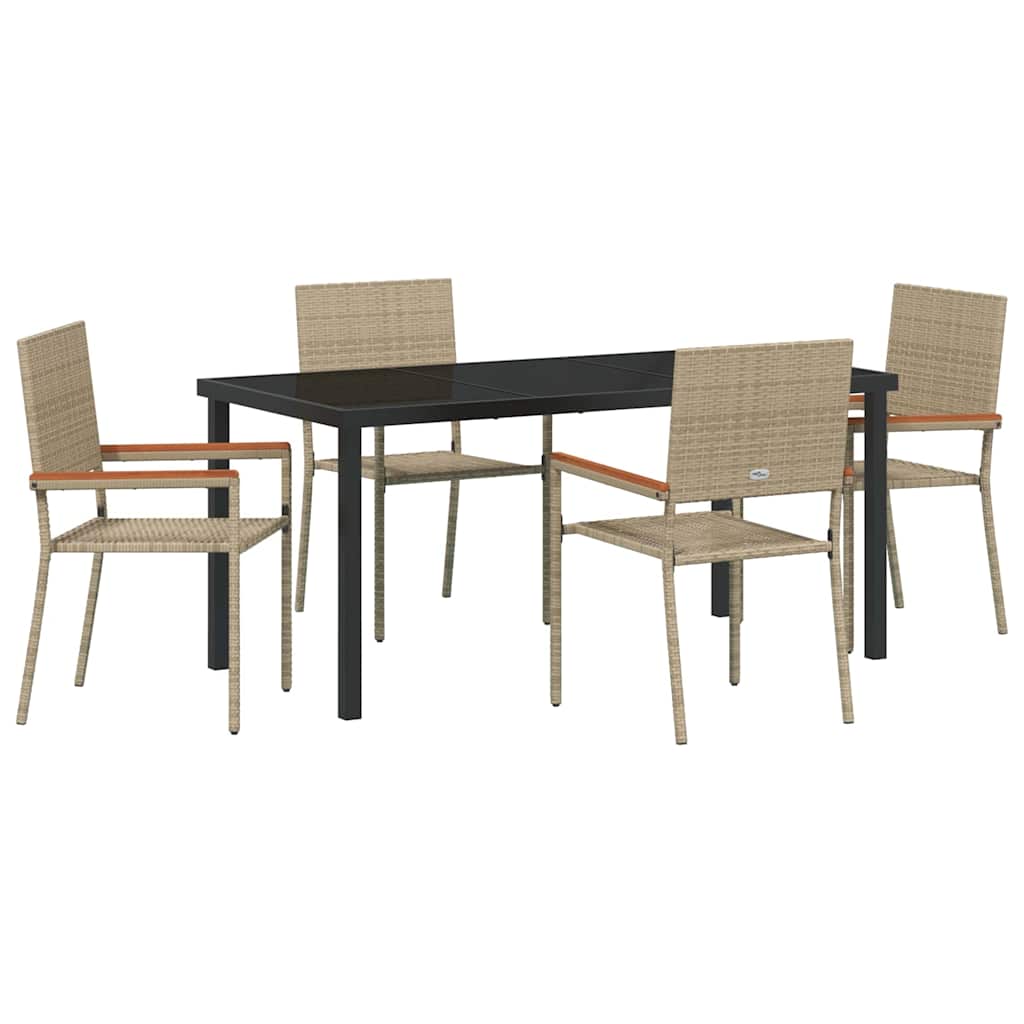Have Spisebordssæt med pude 5 pcs Beige polyrattan