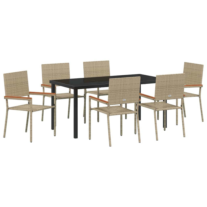 Have Spisebordssæt med pude 7 pcs Beige polyrattan