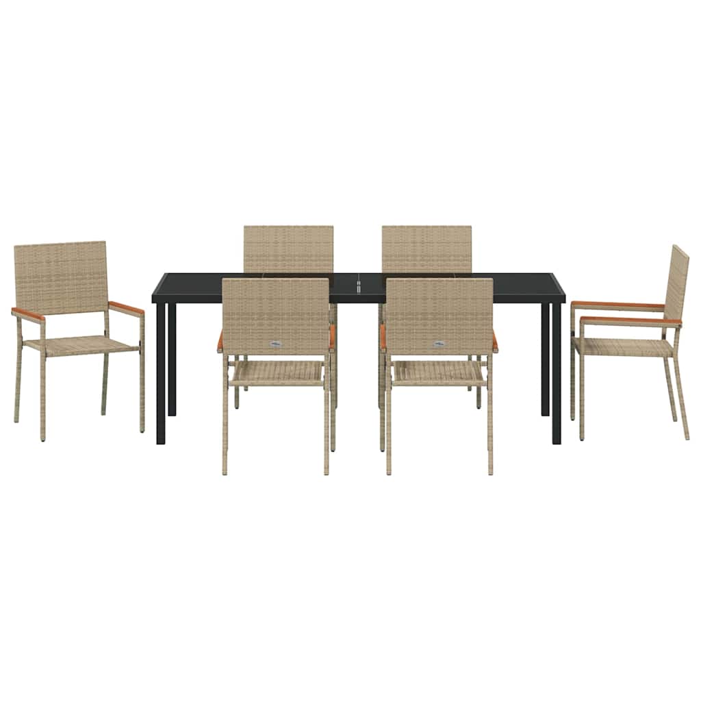 Have Spisebordssæt med pude 7 pcs Beige polyrattan