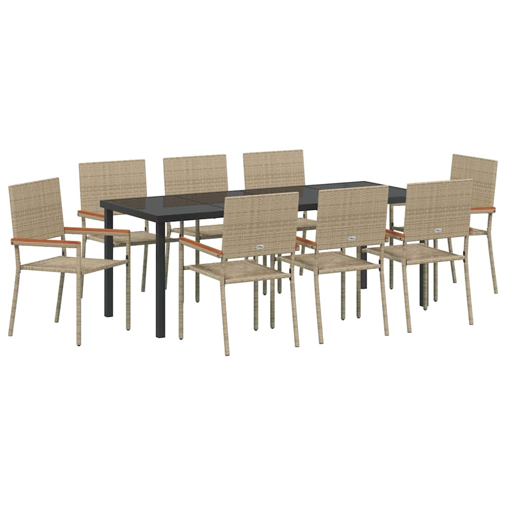 Have Spisebordssæt med pude 9 pcs Beige polyrattan