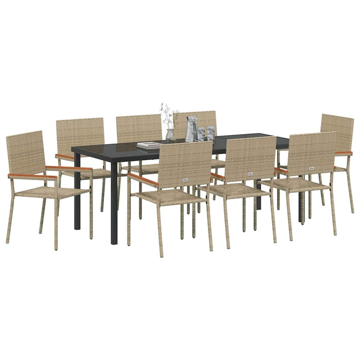 Have Spisebordssæt med pude 9 pcs Beige polyrattan
