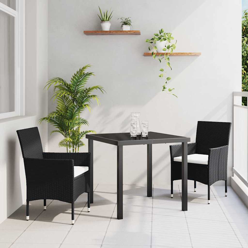 Have Spisebordssæt med pude 3 pcs Sort polyrattan