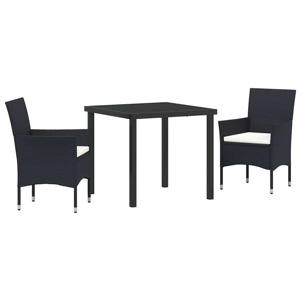 Have Spisebordssæt med pude 3 pcs Sort polyrattan