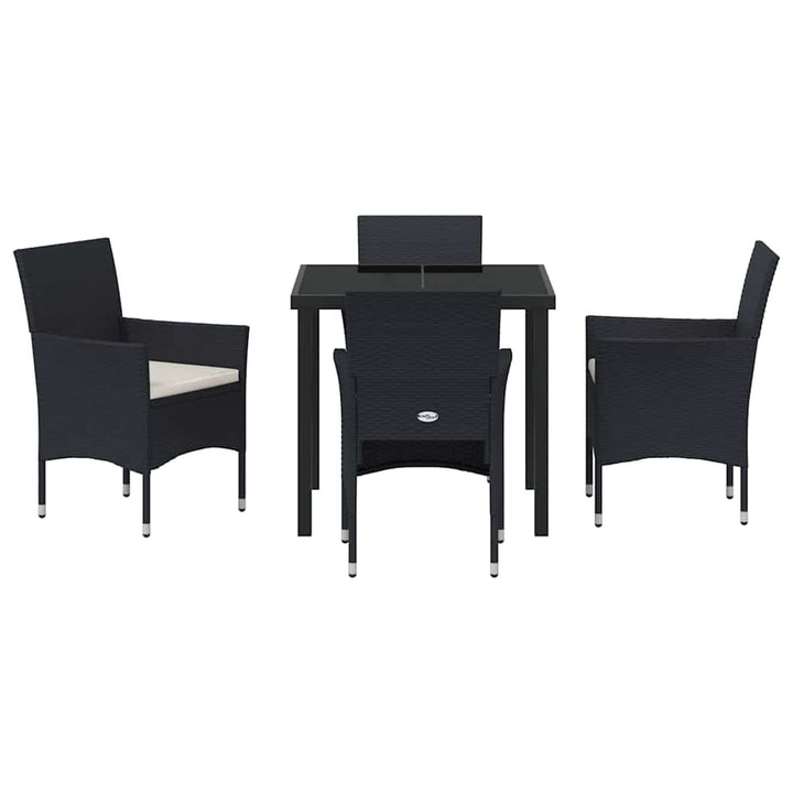 Have Spisebordssæt med pude 5 pcs Sort polyrattan