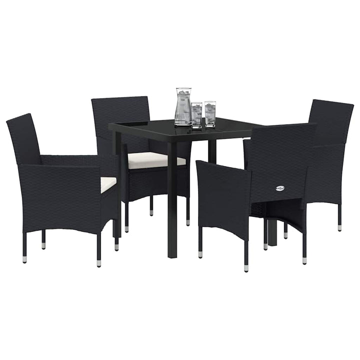 Have Spisebordssæt med pude 5 pcs Sort polyrattan