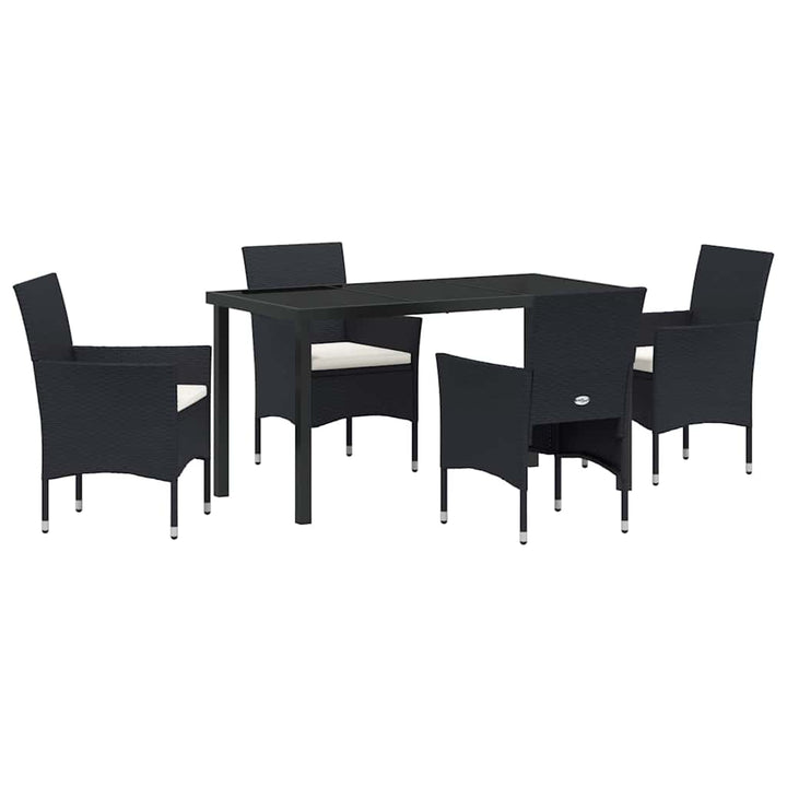 Have Spisebordssæt med pude 5 pcs Sort polyrattan