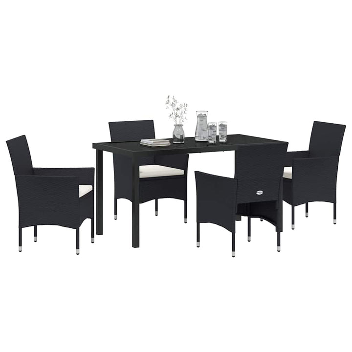 Have Spisebordssæt med pude 5 pcs Sort polyrattan