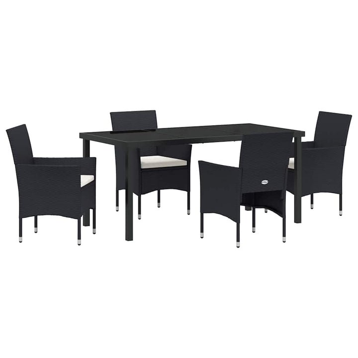 Have Spisebordssæt med pude 5 pcs Sort polyrattan