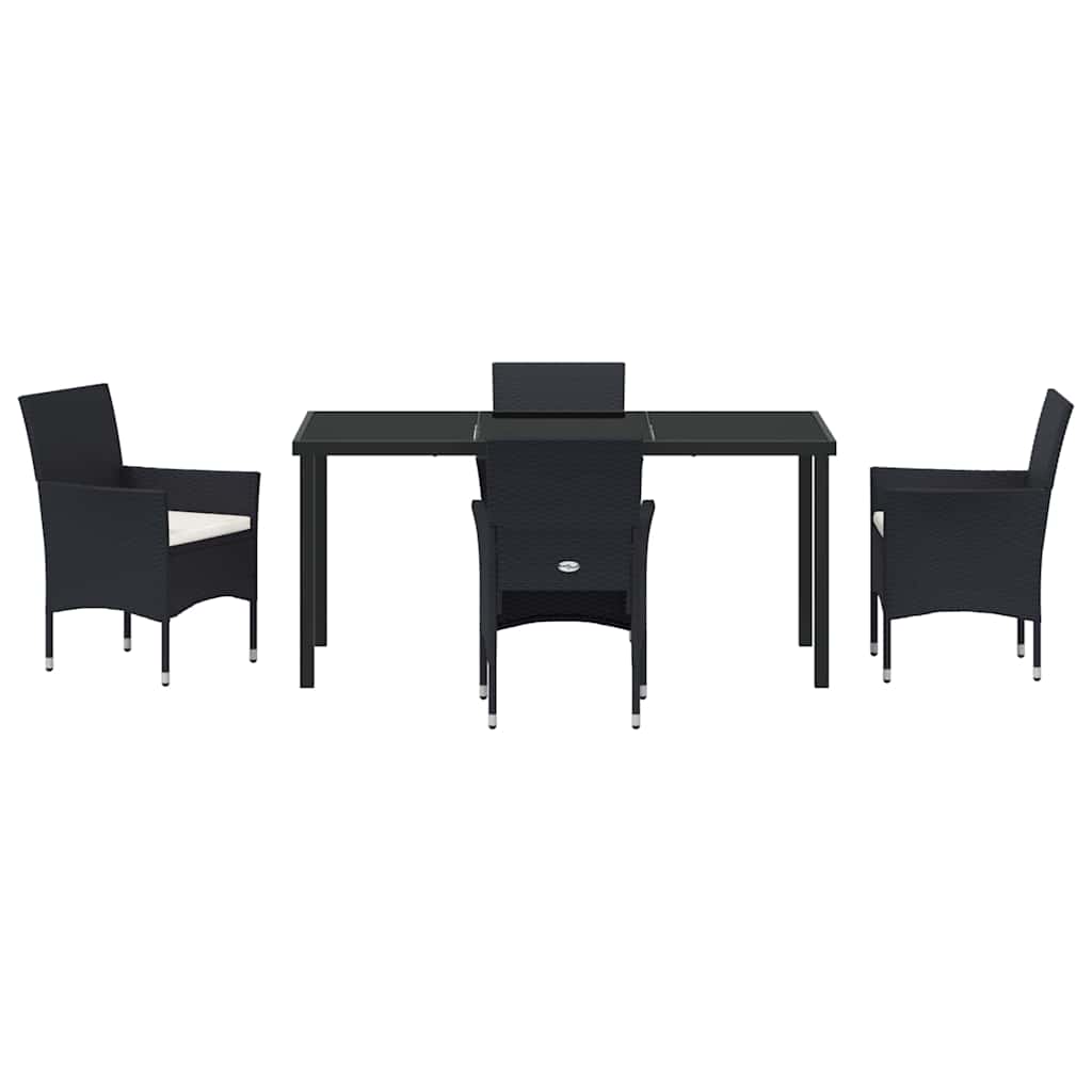 Have Spisebordssæt med pude 5 pcs Sort polyrattan
