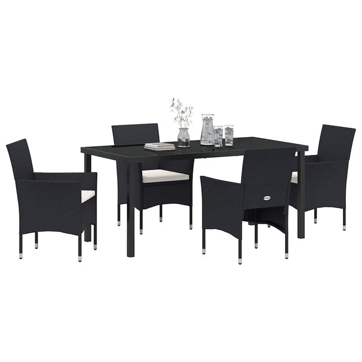 Have Spisebordssæt med pude 5 pcs Sort polyrattan