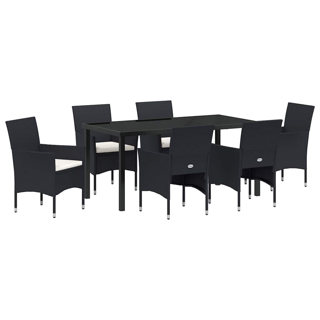Have Spisebordssæt med pude 7 pcs Sort polyrattan