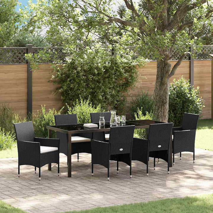 Have Spisebordssæt 7 stk. Sort polyrattan