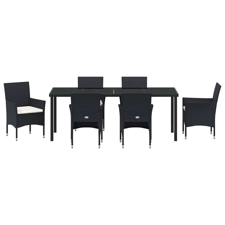 Have Spisebordssæt 7 stk. Sort polyrattan
