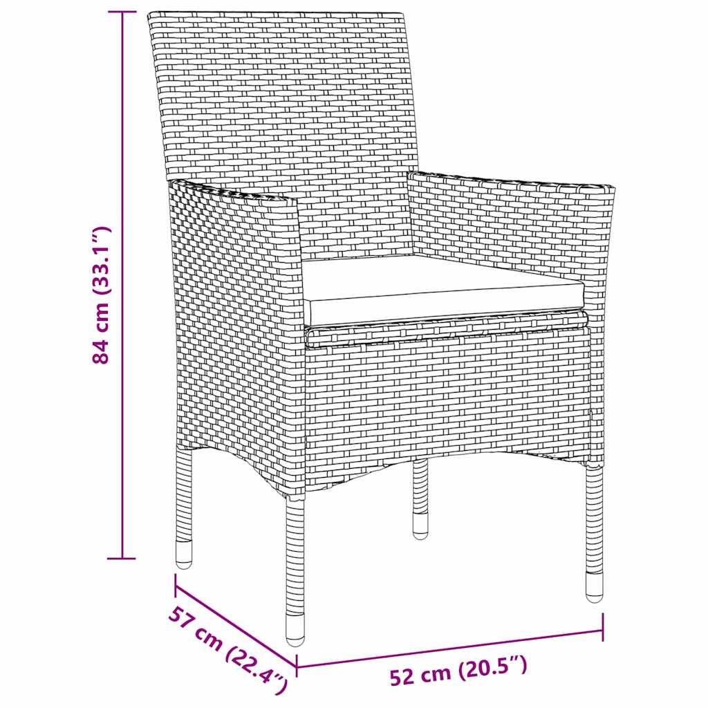 Have Spisebordssæt 7 stk. Sort polyrattan