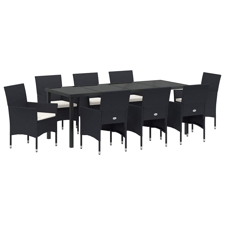 Have Spisebordssæt med pude 9 pcs Sort polyrattan