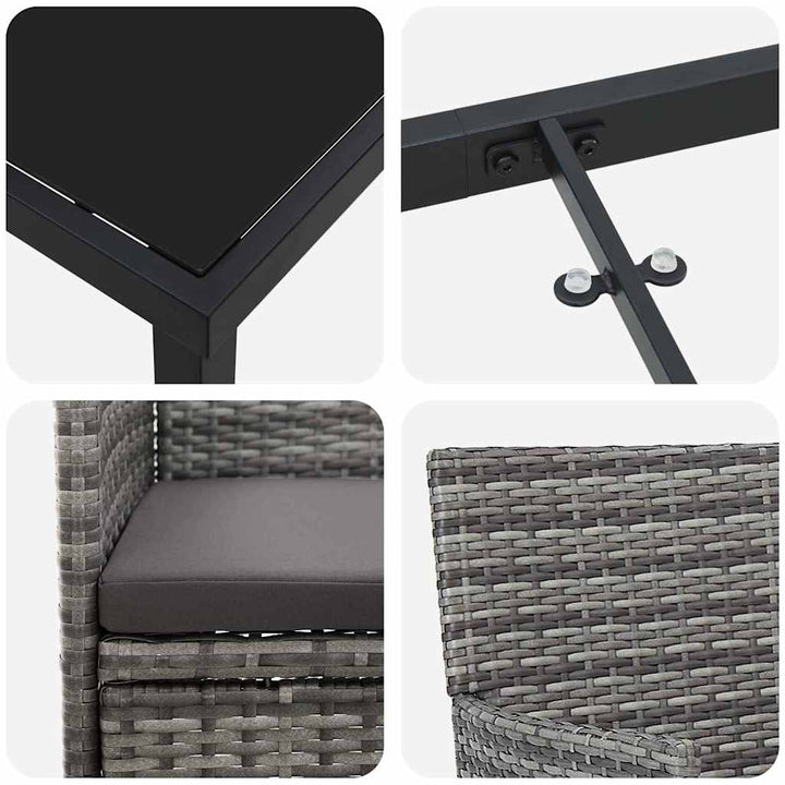 Have Spisebordssæt med pude 3 pcs Grå polyrattan