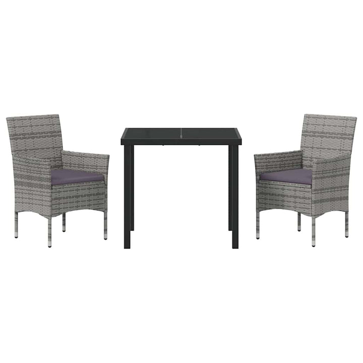 Have Spisebordssæt med pude 3 pcs Grå polyrattan