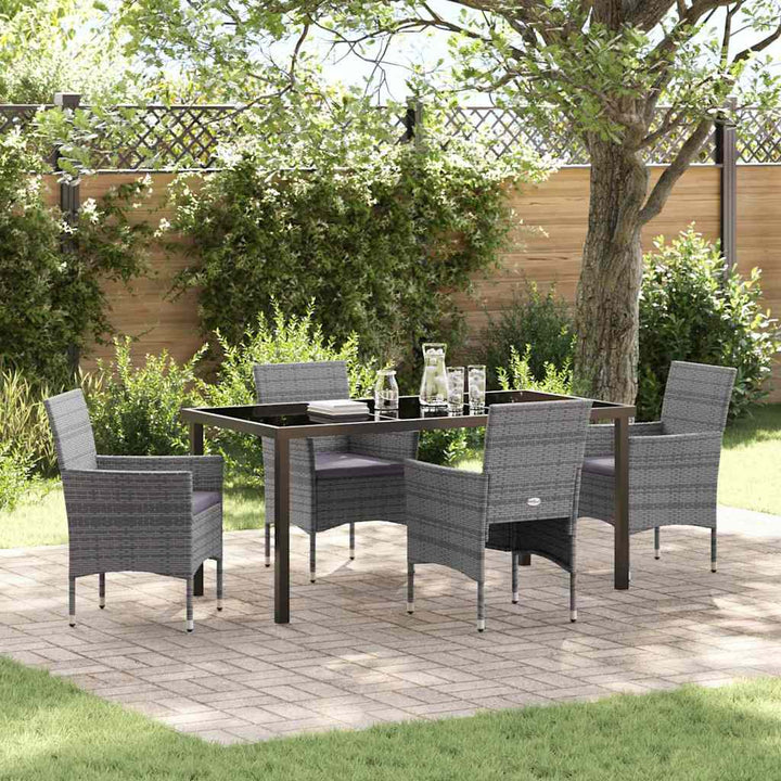 Have Spisebordssæt med pude 5 pcs Grå polyrattan