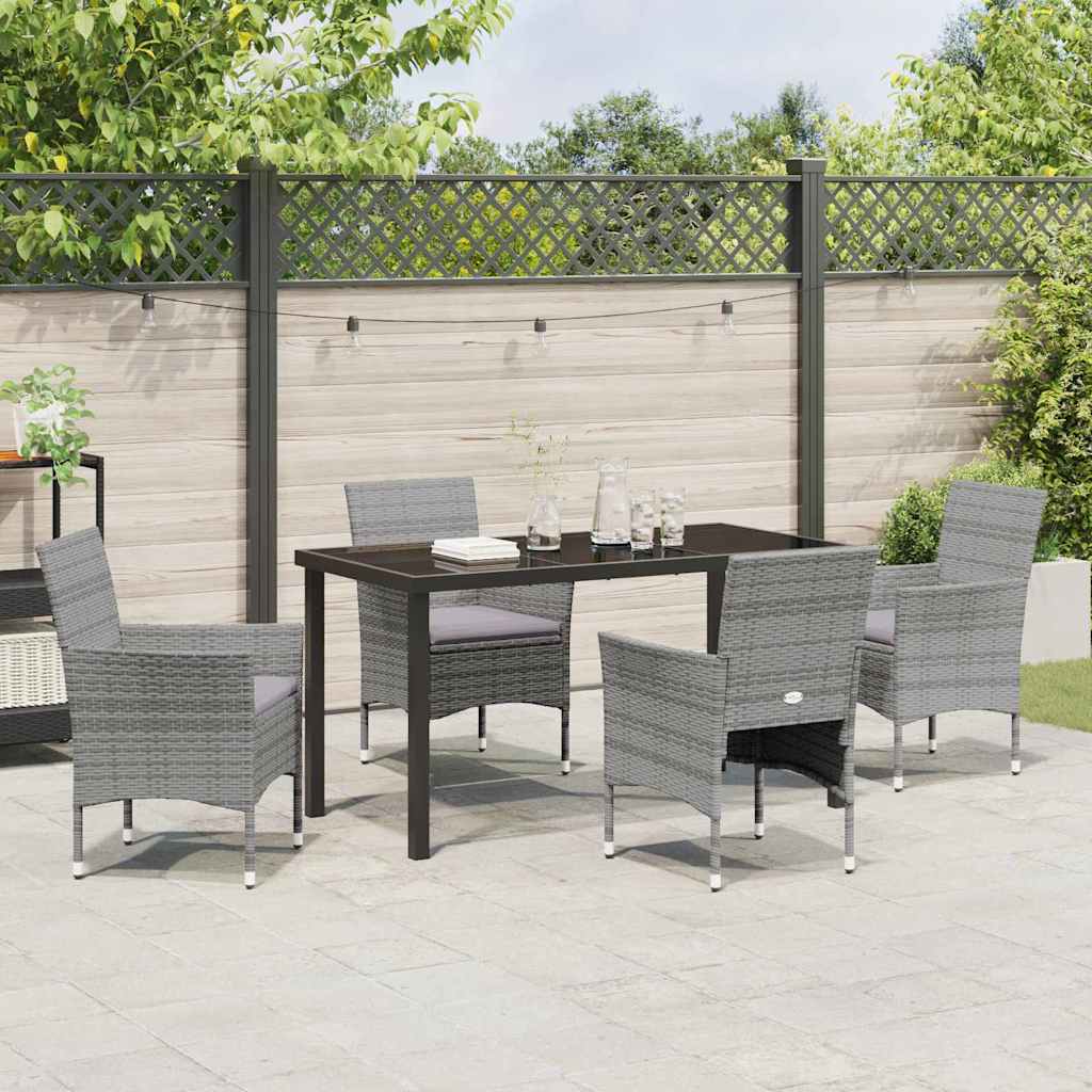 Have Spisebordssæt med pude 5 pcs Grå polyrattan