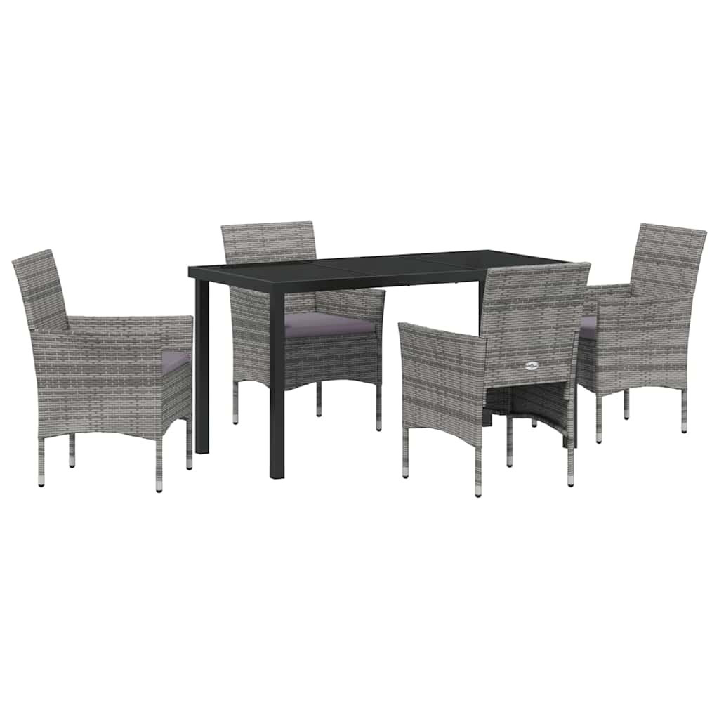 Have Spisebordssæt med pude 5 pcs Grå polyrattan