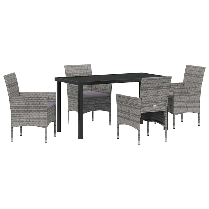 Have Spisebordssæt med pude 5 pcs Grå polyrattan