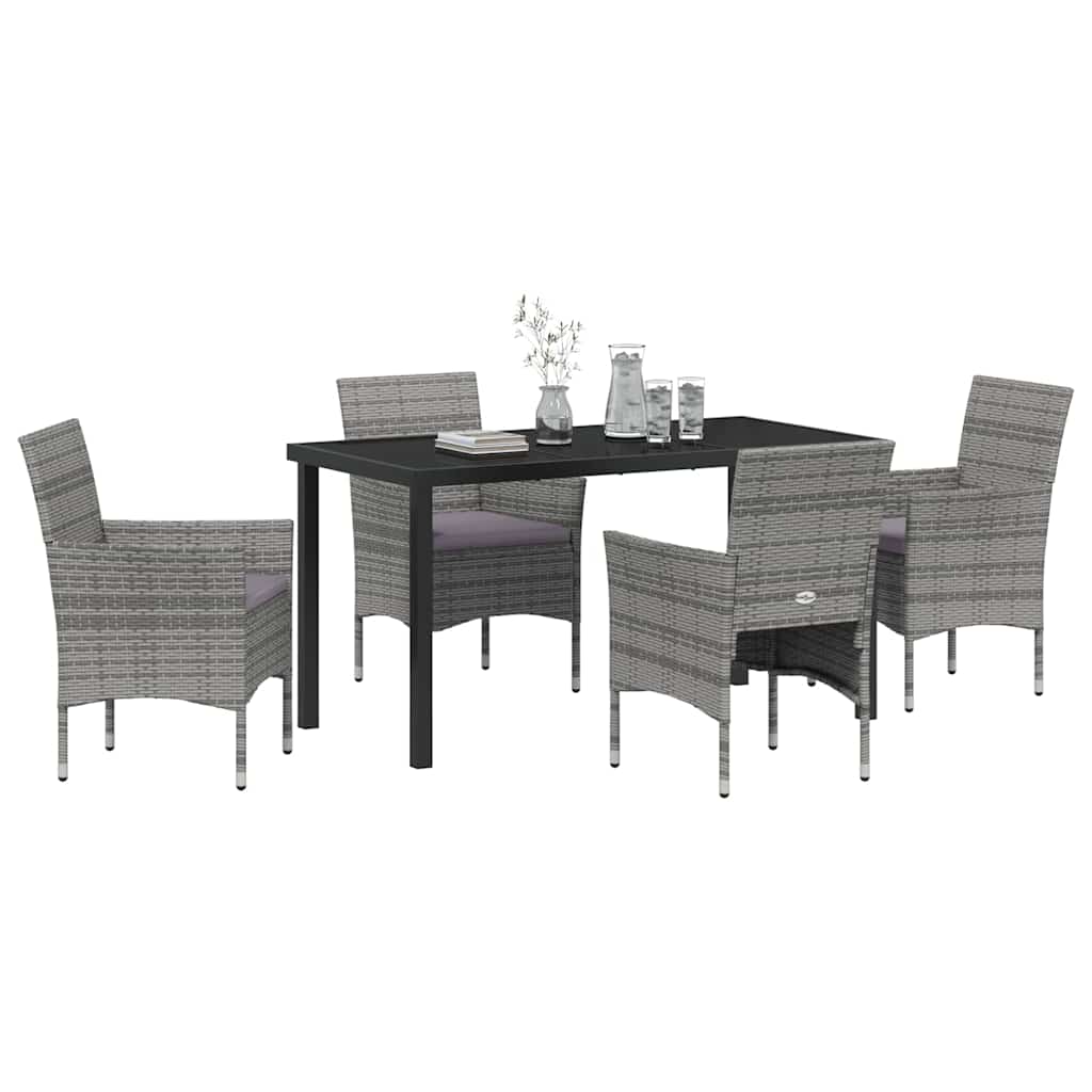 Have Spisebordssæt med pude 5 pcs Grå polyrattan