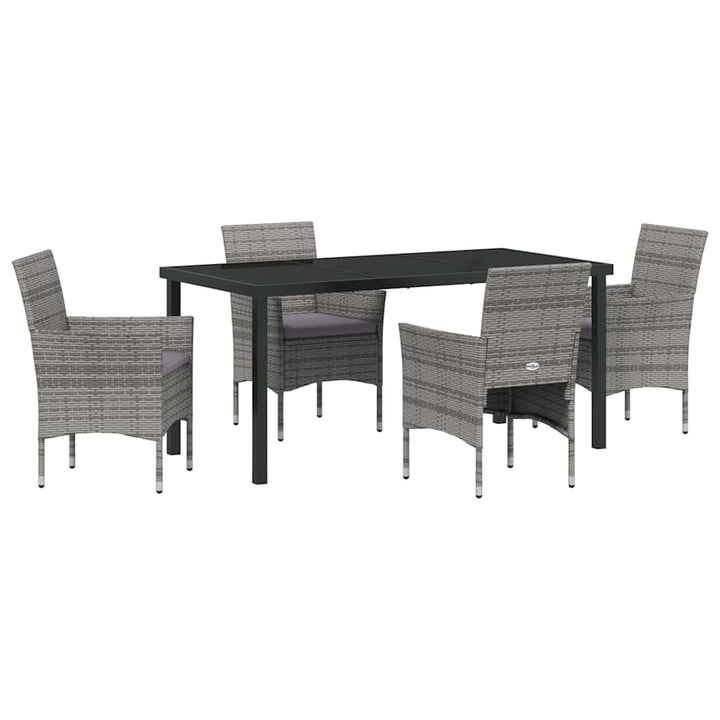 Have Spisebordssæt med pude 5 pcs Grå polyrattan
