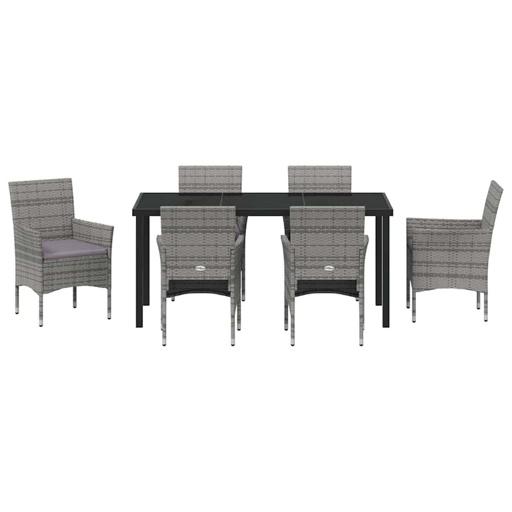 Have Spisebordssæt med pude 7 pcs Grå polyrattan