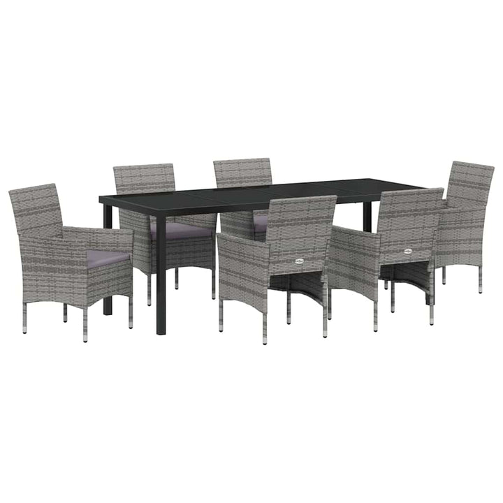 Have Spisebordssæt med pude 7 pcs Grå polyrattan