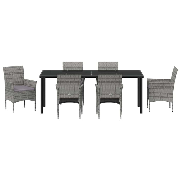 Have Spisebordssæt med pude 7 pcs Grå polyrattan