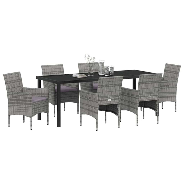 Have Spisebordssæt med pude 7 pcs Grå polyrattan