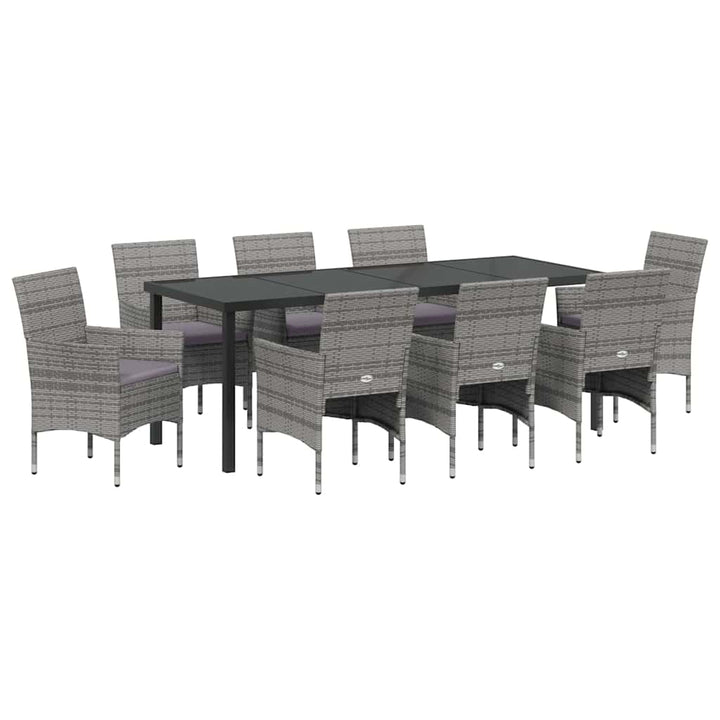 Have Spisebordssæt med pude 9 pcs Grå polyrattan