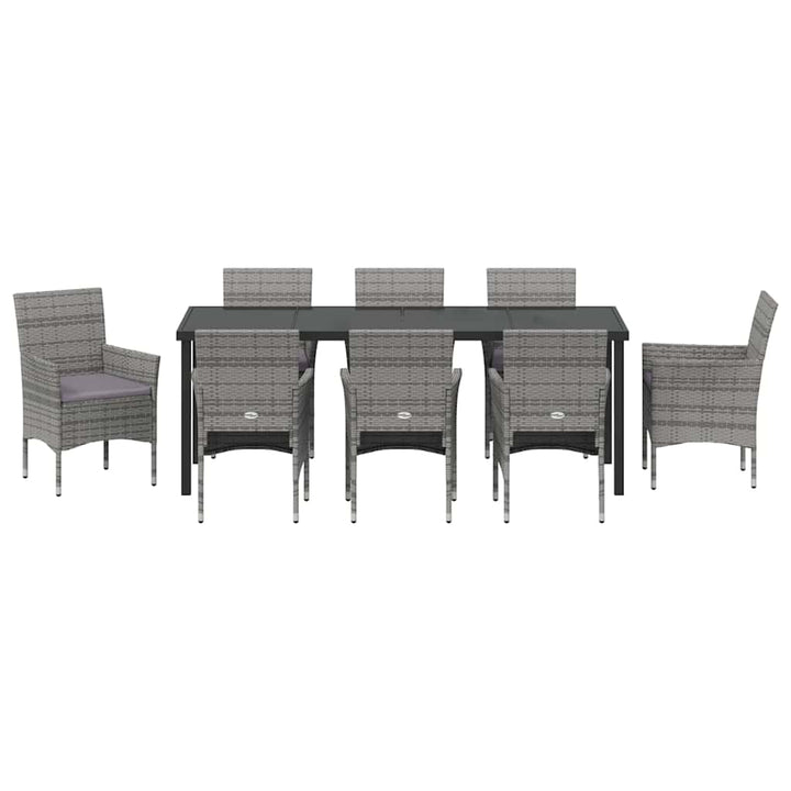 Have Spisebordssæt med pude 9 pcs Grå polyrattan