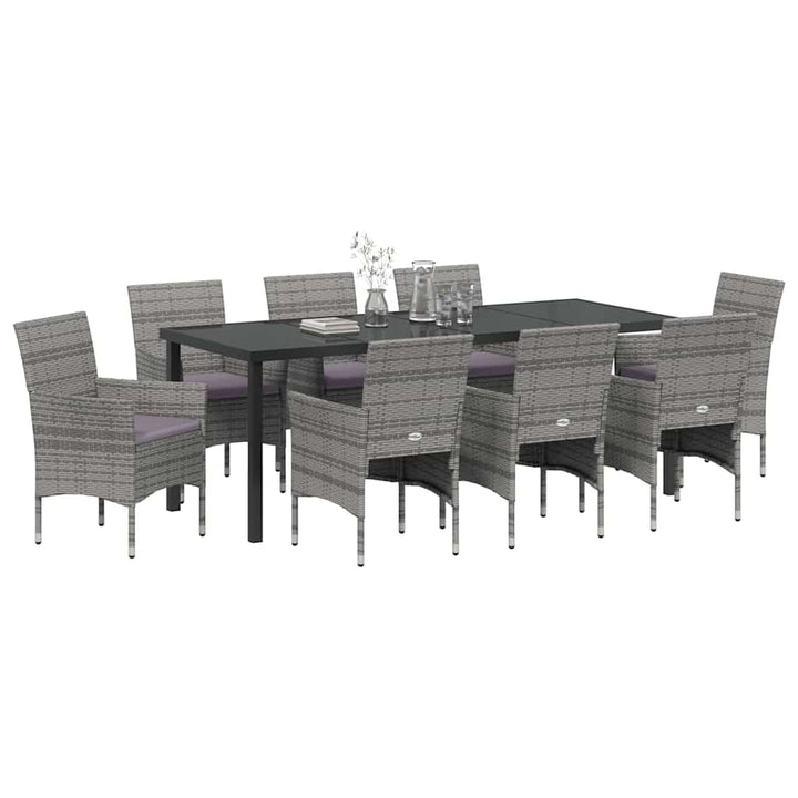 Have Spisebordssæt med pude 9 pcs Grå polyrattan
